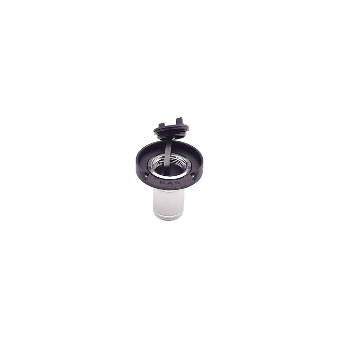 Seachoice 32011 Chrome Plated Zinc Gas Deck Fill w/ Cap (Strap Tether) for, 1-1/2" Hose