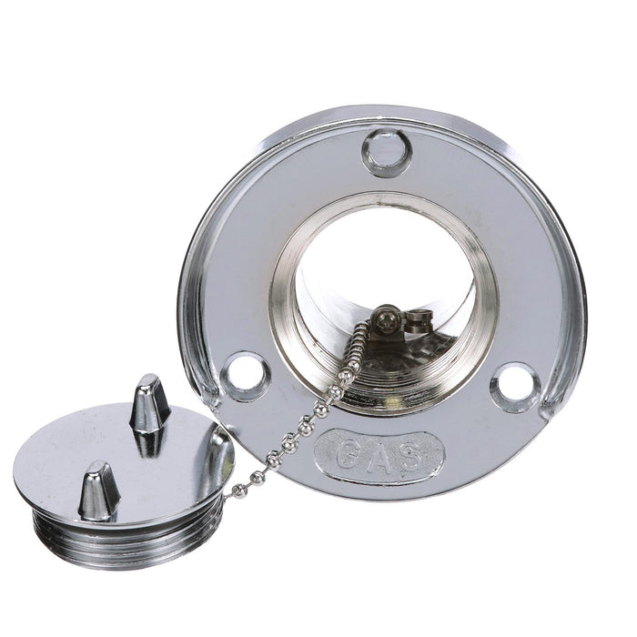 Seachoice 32041 Chrome Plated Zinc Gas Deck Fill w/ Cap (Beaded Chain Tether), for 1-1/2" Hose