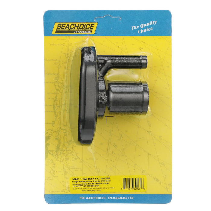 Seachoice 32061 Molded Plastic Gas Deck Fill w/ Vent & Cap (Hinge Flip Top) for, 1-1/2" Hose
