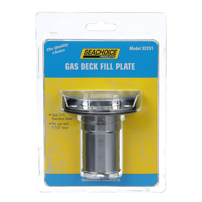 Seachoice 32251 SS Deck Fill w/ Cap (Chain Tether) for 1-1/2" Hose