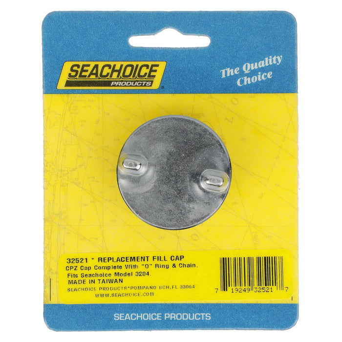 Seachoice 32521 Chrome Plated Zamak Replacement Cap For Deck Fill 32041