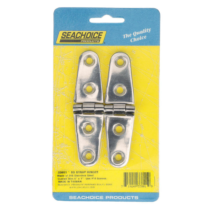 Seachoice 33801 Stainless Steel Strap Hinges (1 Pair Per Pack)