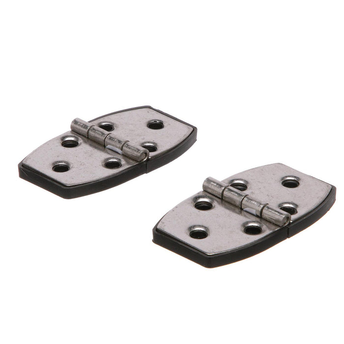 Seachoice 34151 (2) 2-7/8" x 1-1/2" Polished SS Utility Hinges w/ Black Nylon, Base Plate
