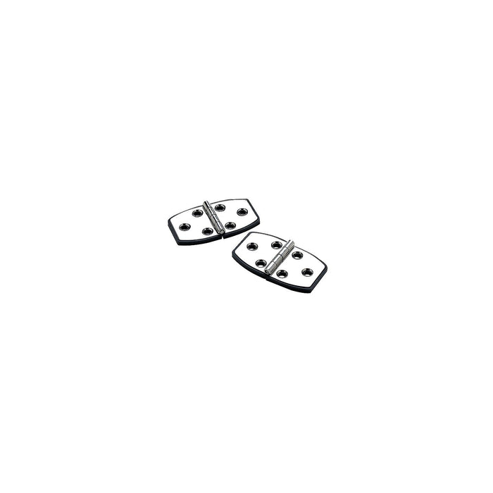 Seachoice 34151 (2) 2-7/8" x 1-1/2" Polished SS Utility Hinges w/ Black Nylon, Base Plate