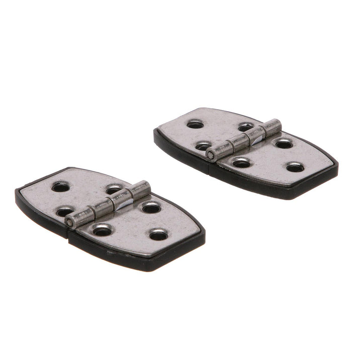 Seachoice 34151 (2) 2-7/8" x 1-1/2" Polished SS Utility Hinges w/ Black Nylon, Base Plate