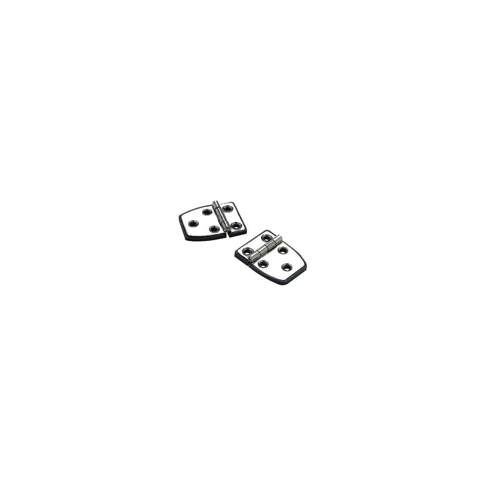 Seachoice 34351 (2) 2-1/4" x 1-1/2" Polished SS 3/4" Short Side Hinges w/ Black, Nylon Base Plate