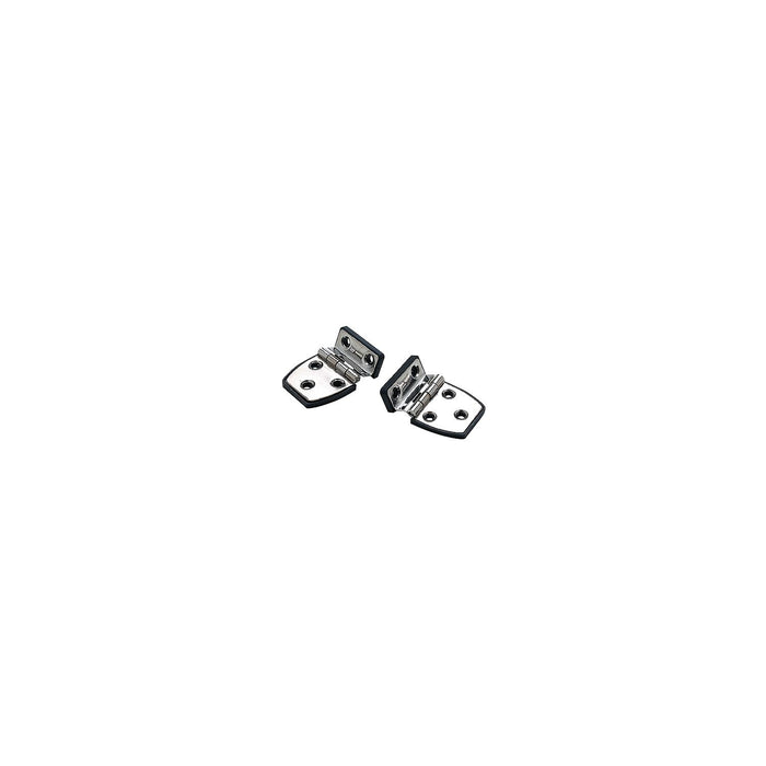 Seachoice 34471 Offset Side Hinges, (2) 2-1/4" x 1-1/2" Polished SS w/Black Nylon Base Plate