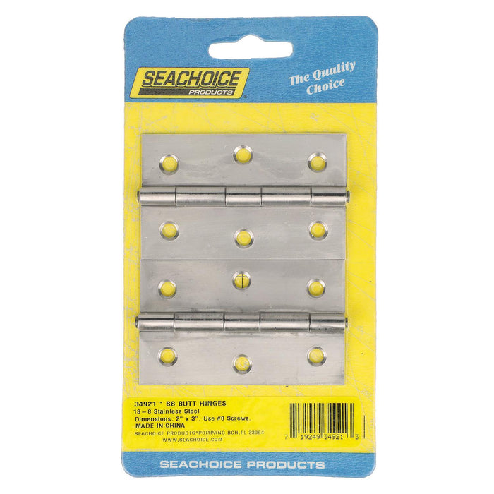 Seachoice (2) Stainless Steel Fast Pin Type Butt Hinges