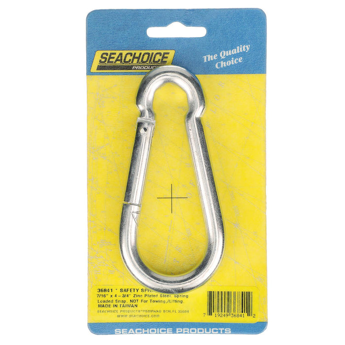 Seachoice 50-36841 Zinc Plated Steel Safety Spring Hook 7/16" x 4-3/4"