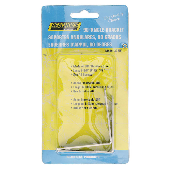 Seachoice 37551 Stainless Steel 90 Degree Angle Brackets (1 Pair Per Pack)