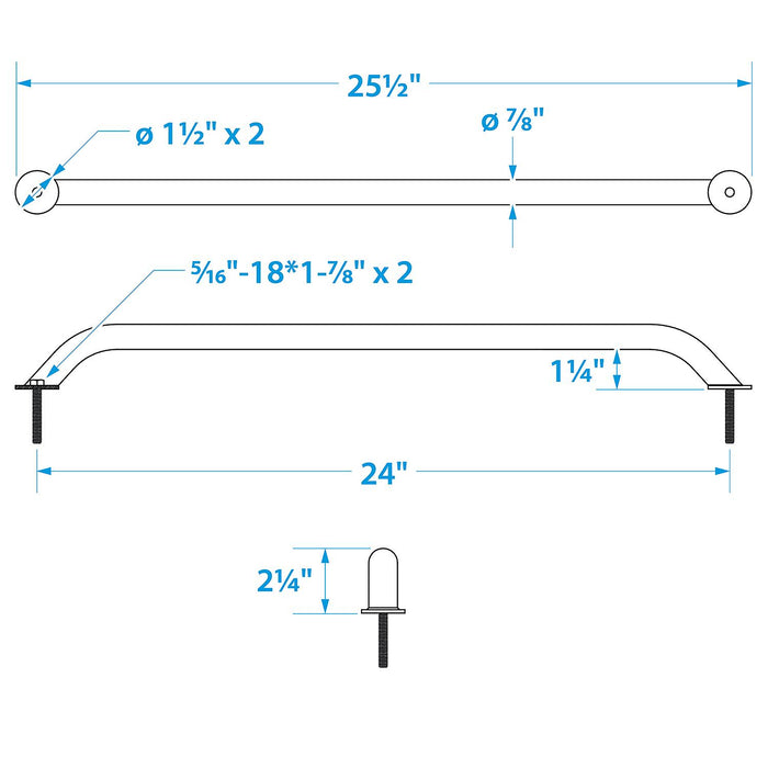 Seachoice Stainless Steel Hand Rail With Studs