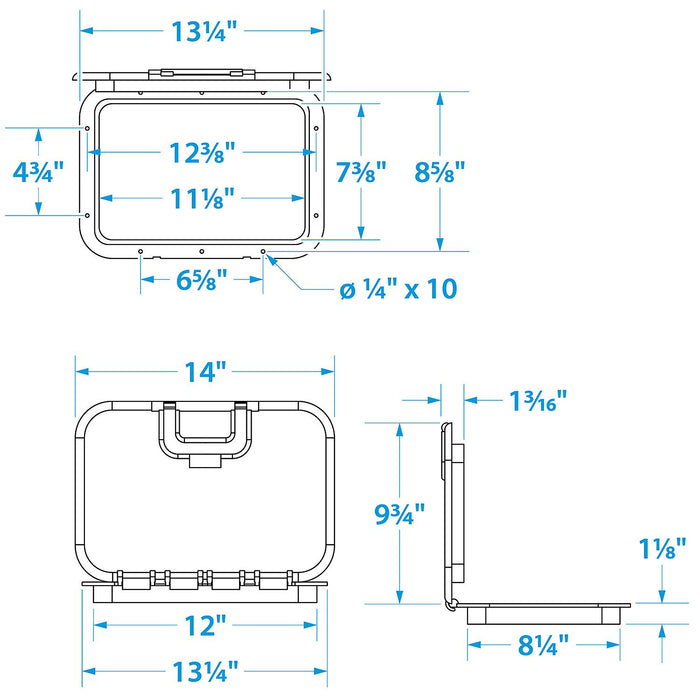 Seachoice 39181 Polypropylene Offshore Hatch 7-3/8 Inch x 11-1/8 Inch ID White