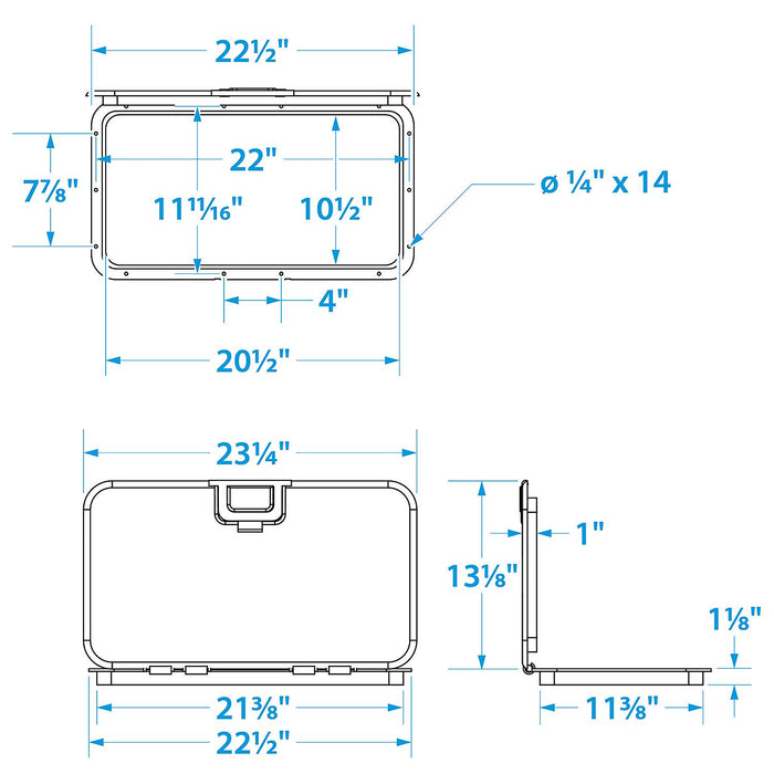 Seachoice 39201 Polypropylene Offshore Hatch 10-3/8 Inch x 20-1/2 Inch ID White