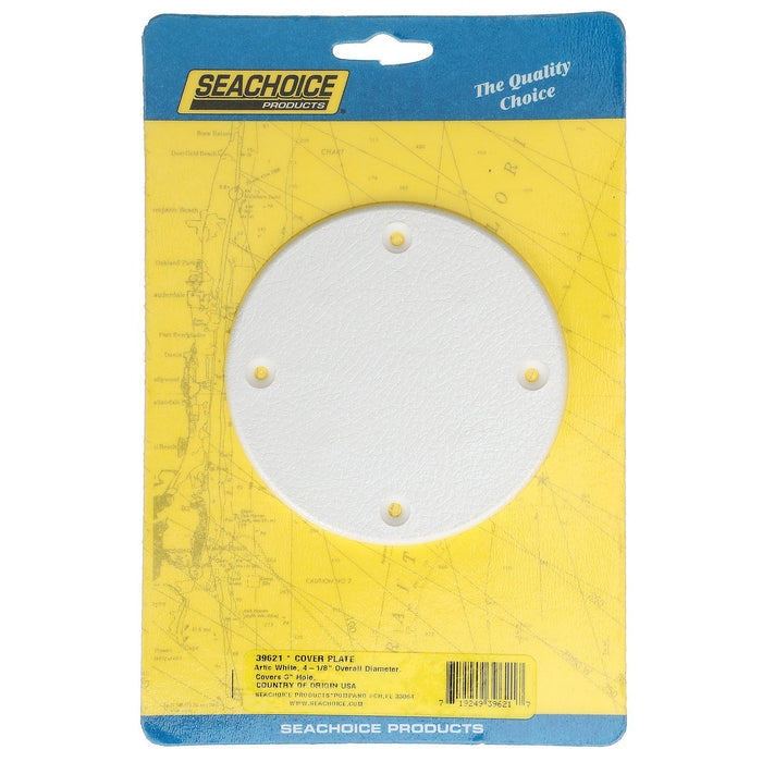 Seachoice 50-39621 Polypropylene Cover Plate Arctic White OD: 4-1/8"