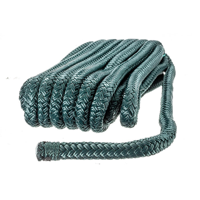 Seachoice Double-Braid Nylon Dock Line w/ Eye Splice, Pre-Shrunk, Heat Stabilized, 3/8 In. X 15 Ft., Forest Green