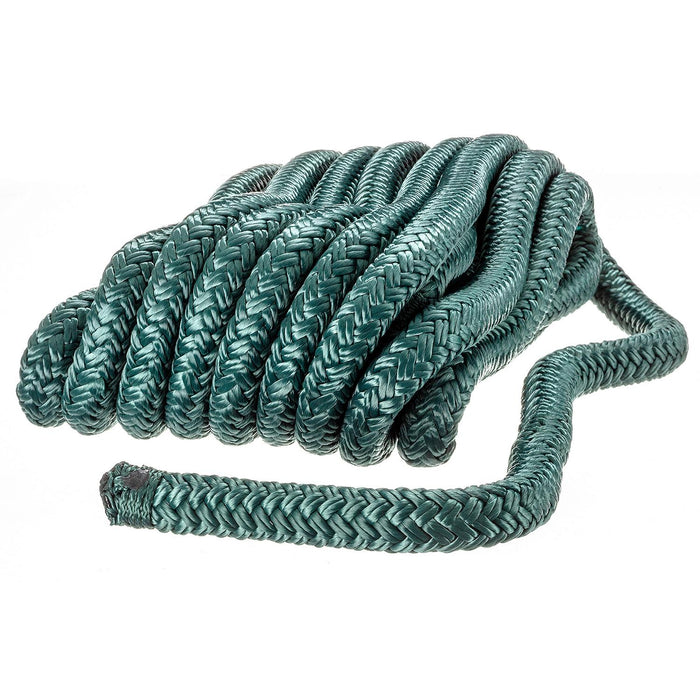 Seachoice Double-Braid Nylon Dock Line w/ Eye Splice, Pre-Shrunk, Heat Stabilized, 1/2 In. X 20 Ft., Forest Green
