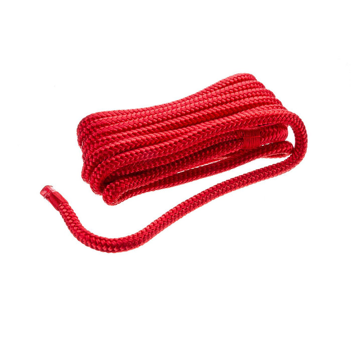 Seachoice Double-Braid Nylon Dock Line w/ Eye Splice, Pre-Shrunk, Heat Stabilized, 3/8 In. X 15 Ft., Red