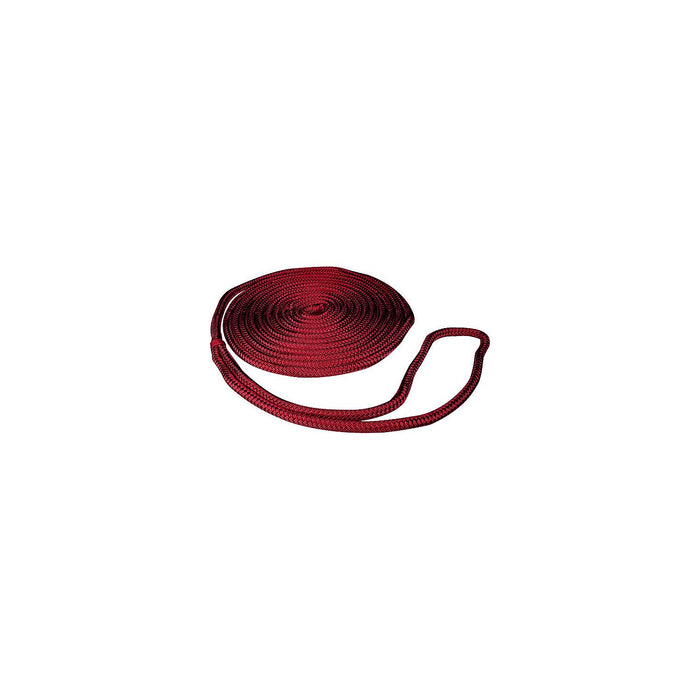 Seachoice Double-Braid Nylon Dock Line w/ Eye Splice, Pre-Shrunk, Heat Stabilized, 3/8 In. X 15 Ft., Red