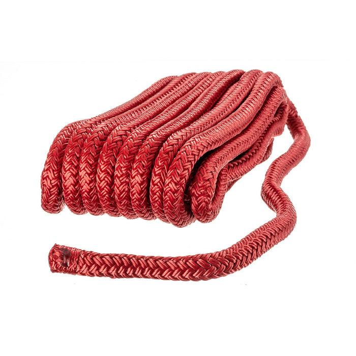 Seachoice Double-Braid Nylon Dock Line w/ Eye Splice, Pre-Shrunk, Heat Stabilized, 3/8 In. X 20 Ft., Red
