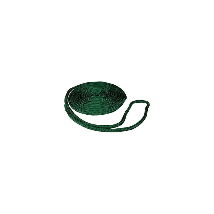 Seachoice Double-Braid Nylon Dock Line w/ Eye Splice, Pre-Shrunk, Heat Stabilized, 3/8 In. X 15 Ft., Teal Green