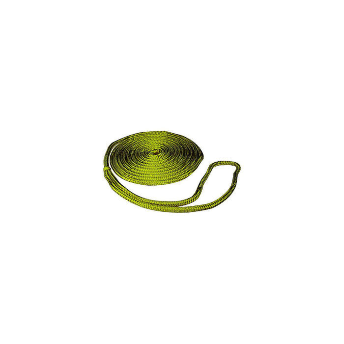 Seachoice Double-Braid Nylon Dock Line w/ Eye Splice, Pre-Shrunk, Heat Stabilized, 3/8 In. X 15 Ft., Yellow