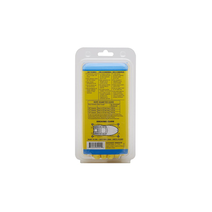 Seachoice Double-Braid Nylon Dock Line w/ Eye Splice, Pre-Shrunk, Heat Stabilized, 3/8 In. X 20 Ft., Yellow