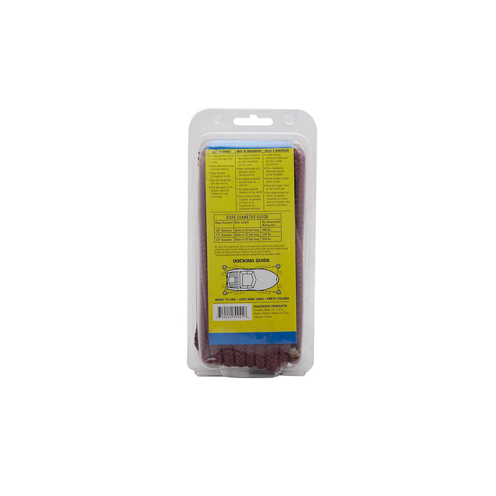 Seachoice Double-Braid Nylon Dock Line w/ Eye Splice, Pre-Shrunk, Heat Stabilized, 3/8 In. X 20 Ft., Burgundy