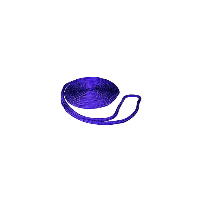 Seachoice Double-Braid Nylon Dock Line w/ Eye Splice, Pre-Shrunk, Heat Stabilized, 3/8 In. X 15 Ft., Purple