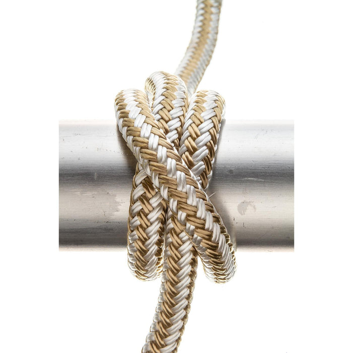 Seachoice Double-Braid Nylon Dock Line w/ Eye Splice, Pre-Shrunk, Heat Stabilized, 3/8 In. X 15 Ft., Gold White