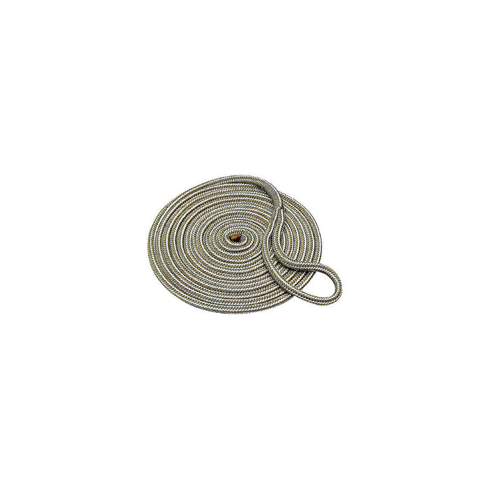 Seachoice Double-Braid Nylon Dock Line w/ Eye Splice, Pre-Shrunk, Heat Stabilized, 1/2 In. X 15 Ft., Gold White