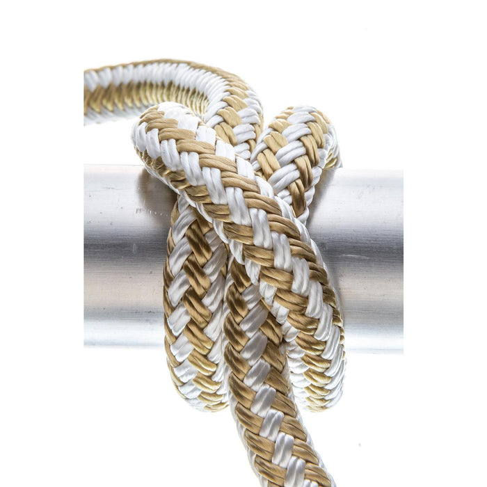 Seachoice Double-Braid Nylon Dock Line w/ Eye Splice, Pre-Shrunk, Heat Stabilized, 1/2 In. X 25 Ft., Gold White