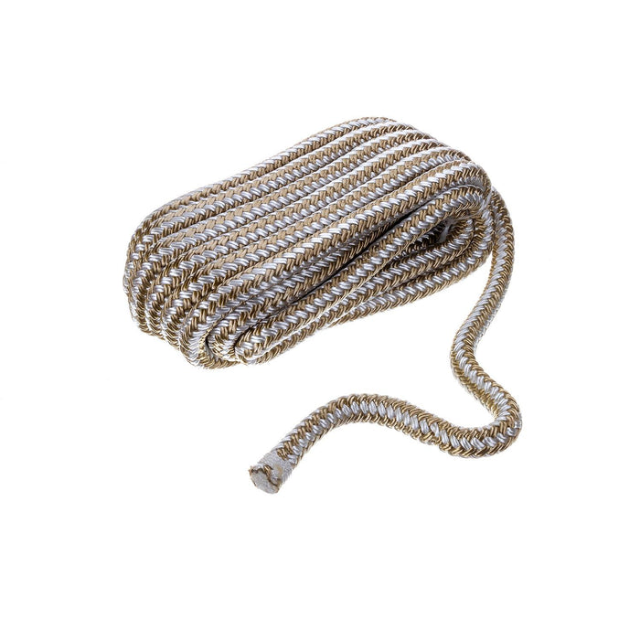 Seachoice Double-Braid Nylon Dock Line w/ Eye Splice, Pre-Shrunk, Heat Stabilized, 1/2 In. X 25 Ft., Gold White