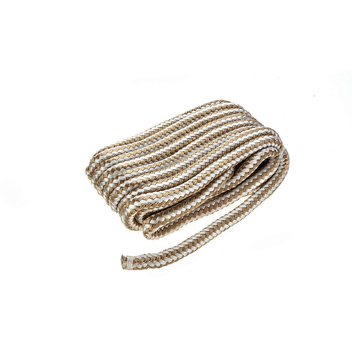 Seachoice Double-Braid Nylon Dock Line w/ Eye Splice, Pre-Shrunk, Heat Stabilized, 5/8 In. X 25 Ft., Gold White