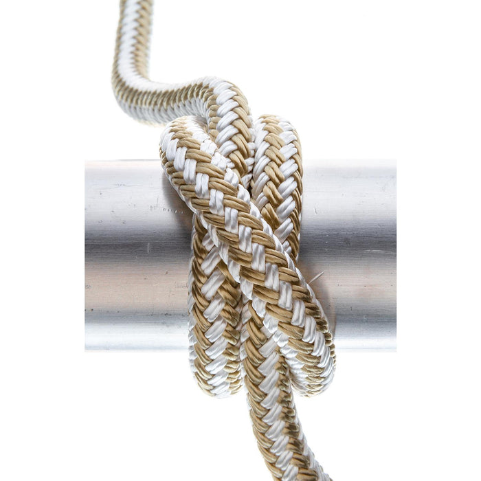 Seachoice Double-Braid Nylon Dock Line w/ Eye Splice, Pre-Shrunk, Heat Stabilized, 3/8 In. X 20 Ft., Gold White