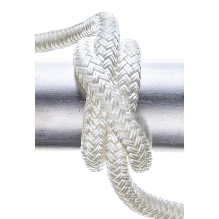 Seachoice Double-Braid Nylon Dock Line w/ Eye Splice, Pre-Shrunk, Heat Stabilized, 3/8 In. X 15 Ft., White