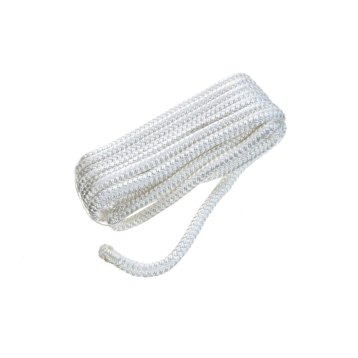 Seachoice Double-Braid Nylon Dock Line w/ Eye Splice, Pre-Shrunk, Heat Stabilized, 3/8 In. X 15 Ft., White