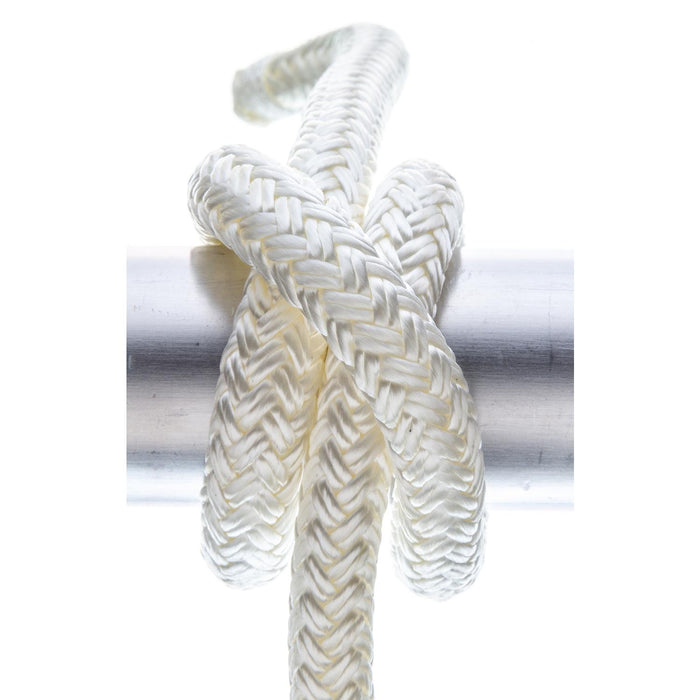 Seachoice Double-Braid Nylon Dock Line w/ Eye Splice, Pre-Shrunk, Heat Stabilized, 1/2 In. X 15 Ft., White