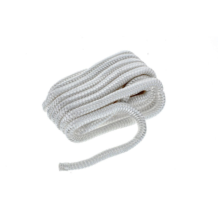 Seachoice Double-Braid Nylon Dock Line w/ Eye Splice, Pre-Shrunk, Heat Stabilized, 1/2 In. X 25 Ft., White