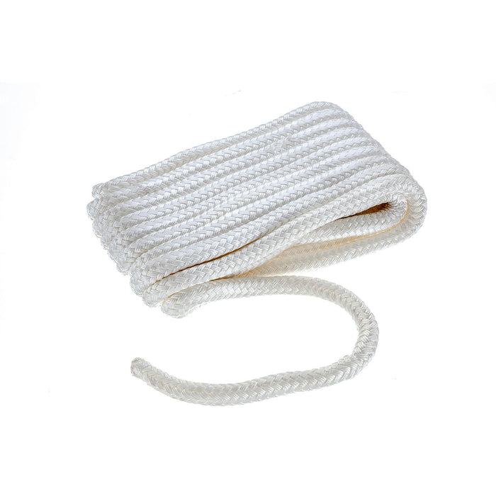 Seachoice Double Braid Nylon Dock Line, White, 5/8 in. X 35 Ft., 15 in. Eye Splice, Pre-Shrunk, Heat Stabilized