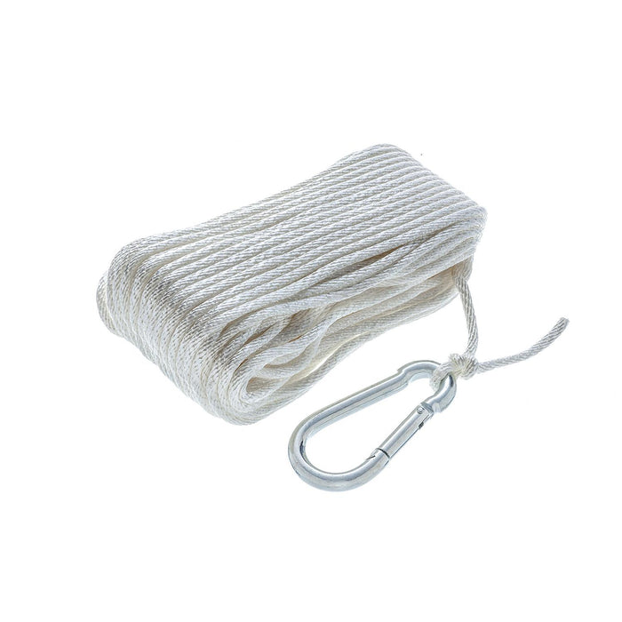 Seachoice 40221 Solid-Braid Nylon Anchor Line, White, 3/16" x 100'