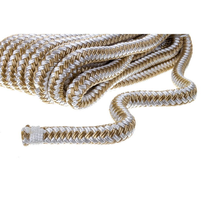 Seachoice Double-Braid Nylon Dock Line w/ Eye Splice, Pre-Shrunk, Heat Stabilized, 1/2 In. X 20 Ft., Gold White