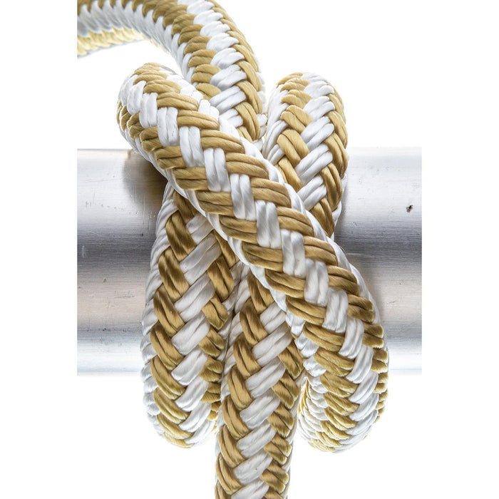 Seachoice Double-Braid Nylon Dock Line w/ Eye Splice, Pre-Shrunk, Heat Stabilized, 1/2 In. X 20 Ft., Gold White
