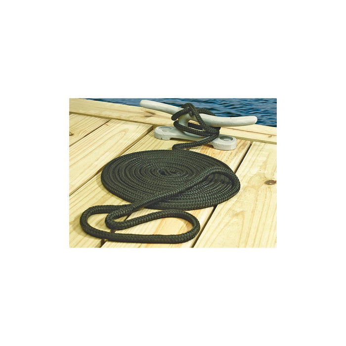 Seachoice Double-Braid Nylon Dock Line w/ Eye Splice, Pre-Shrunk, Heat Stabilized, 3/8 In. X 20 Ft., Navy Blue