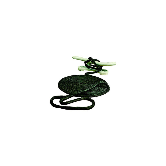 Seachoice Double-Braid Nylon Dock Line w/ Eye Splice, Pre-Shrunk, Heat Stabilized, 3/8 In. X 20 Ft., Black