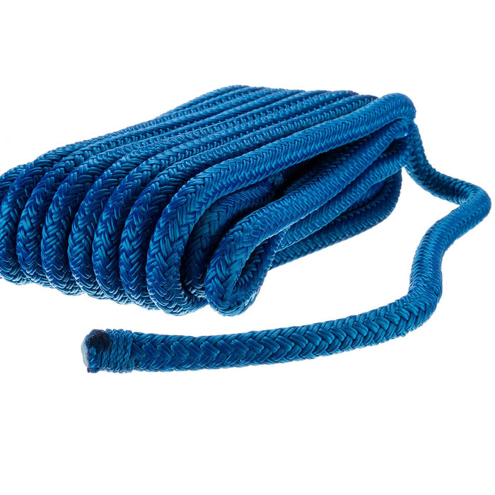 Seachoice Double-Braid Nylon Dock Line w/ Eye Splice, Pre-Shrunk, Heat Stabilized, 3/8 In. X 20 Ft., Blue