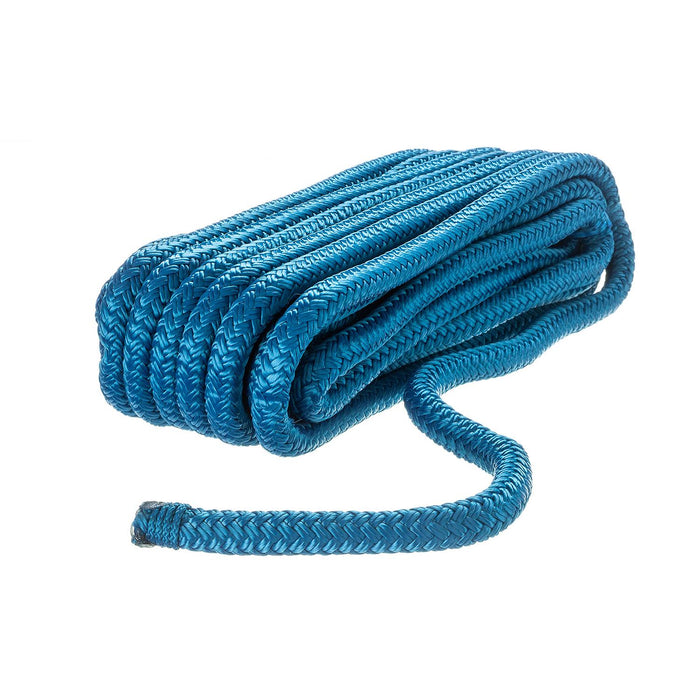 Seachoice Double-Braid Nylon Dock Line w/ Eye Splice, Pre-Shrunk, Heat Stabilized, 3/8 In. X 25 Ft., Blue