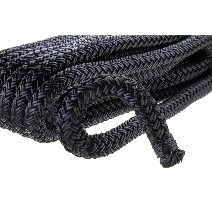 Seachoice Double-Braid Nylon Dock Line w/ Eye Splice, Pre-Shrunk, Heat Stabilized, 1/2 In. X 15 Ft., Black