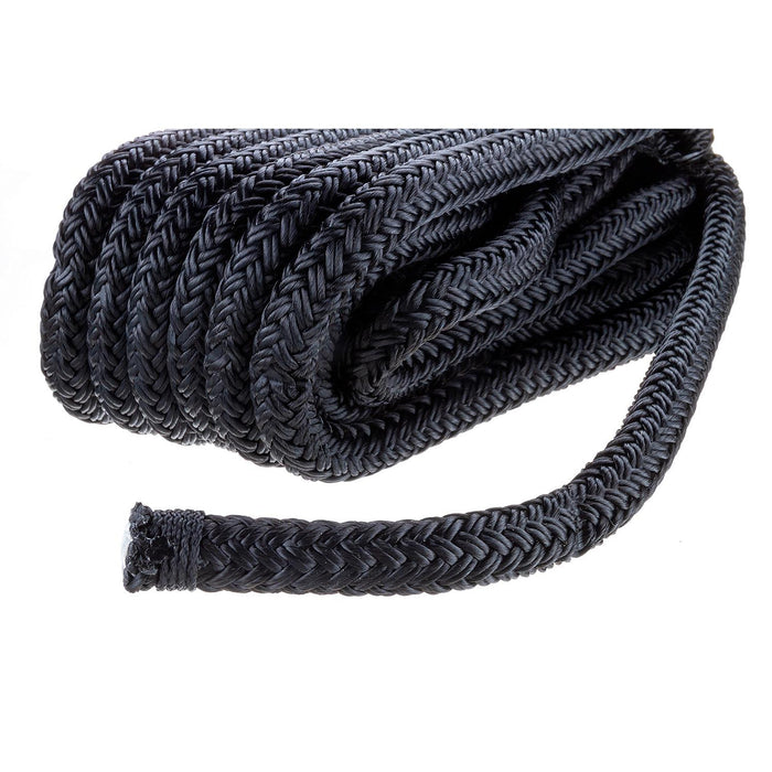 Seachoice Double-Braid Nylon Dock Line w/ Eye Splice, Pre-Shrunk, Heat Stabilized, 1/2 In. X 25 Ft., Black
