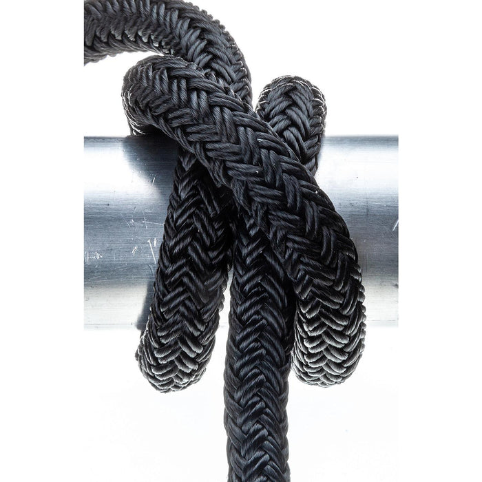 Seachoice Double-Braid Nylon Dock Line w/ Eye Splice, Pre-Shrunk, Heat Stabilized, 1/2 In. X 25 Ft., Black