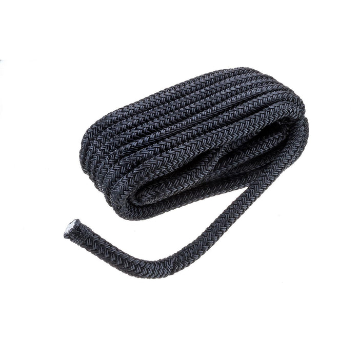 Seachoice Double-Braid Nylon Dock Line w/ Eye Splice, Pre-Shrunk, Heat Stabilized, 1/2 In. X 25 Ft., Black